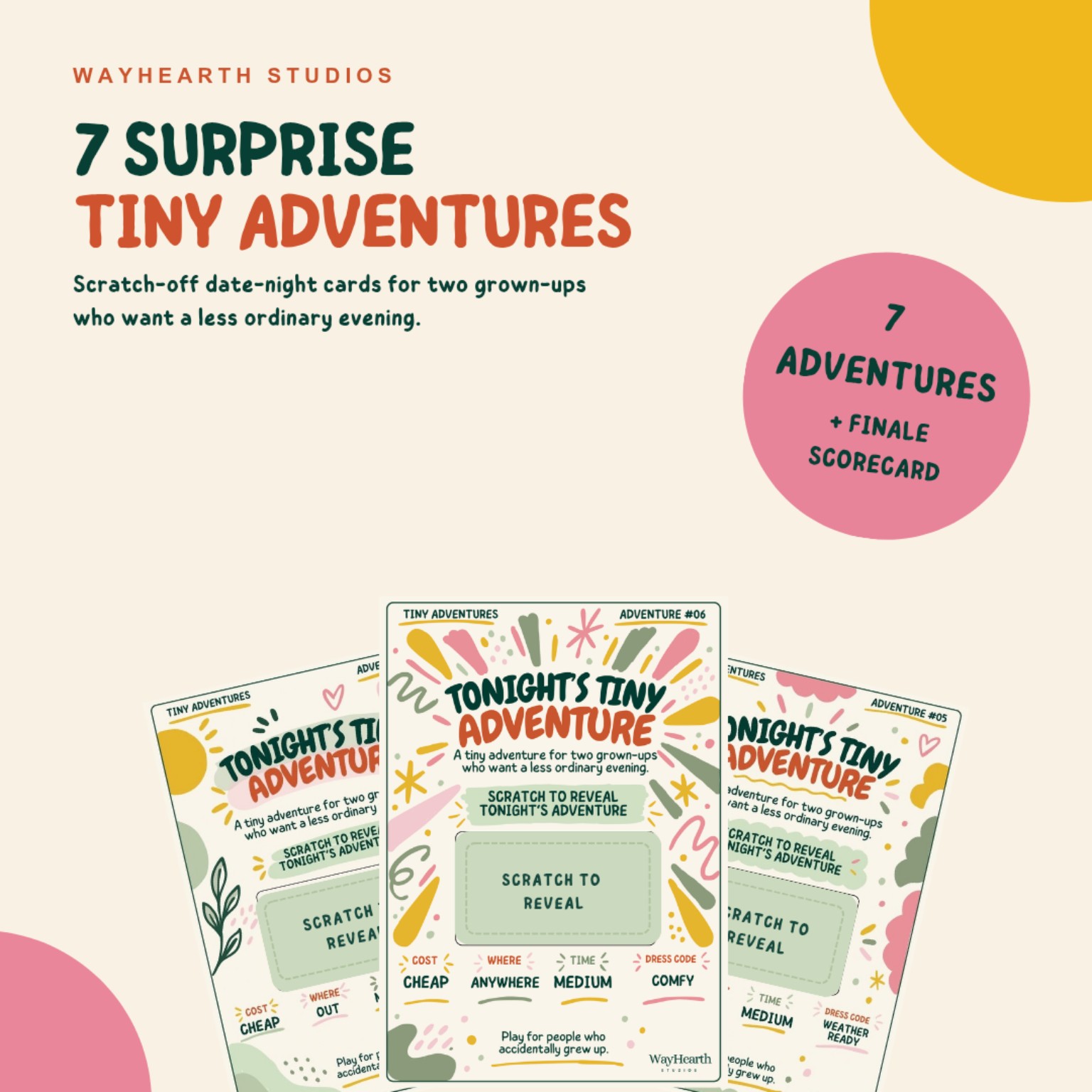 WayHearth Tiny Adventures scratch-off cards